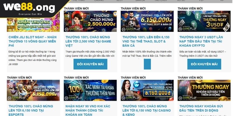 Khuyến mãi We88 1 Sức hút khác biệt từ khuyến mãi WE88